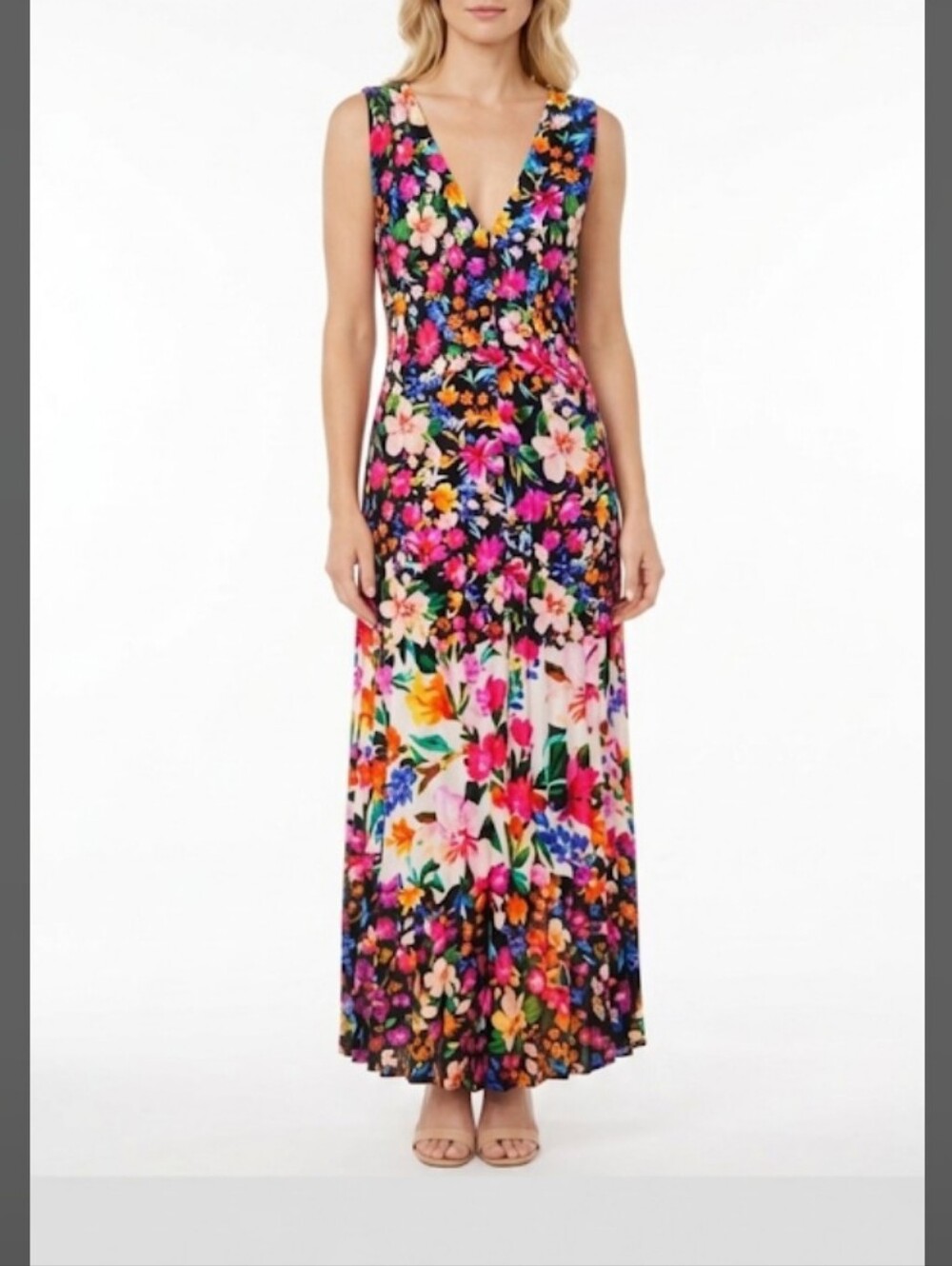 Just Taylor Floral Pleated High Low Maxi‎ Dress Size 6